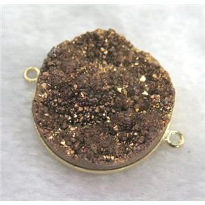druzy quartz connector, gold electroplated, approx 30mm dia [GMPDA1759]