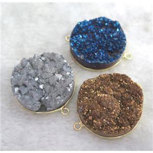 mixed druzy quartz connector, approx 30mm dia [GMPDA1760]