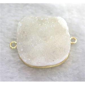white druzy quartz connector, ab-color, approx 25x25mm [GMPDA1763]
