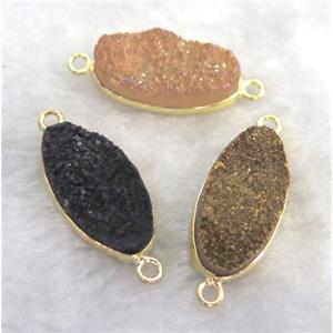 druzy quartz connector, oval, mixed color, approx 10x20mm [GMPDA1768]