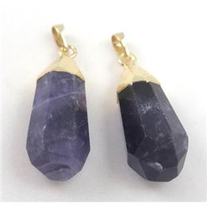 amethyst pendant, faceted teardrop, gold plated, approx 15-25mm [GMPDA1780]