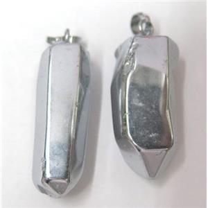 clear quartz pendant, stick, silver plated, approx 20-45mm [GMPDA1785]