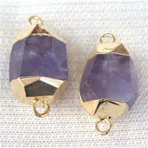 amethyst connector, faceted freeform, gold plated, approx 10-20mm [GMPDA1797]
