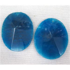 agate slice pendant, freeform, point, blue, approx 30-60mm [GMPDA1799]