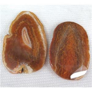 agate slice pendant, faceted freeform, orange, approx 30-60mm [GMPDA1801]