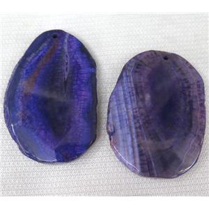 agate slice pendant, faceted freeform, purple, approx 30-60mm [GMPDA1802]