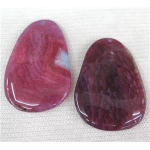 agate slice pendant, freeform, hotpink, approx 30-60mm [GMPDA1809]