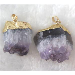 druzy amethyst pendant, freeform, approx 15-35mm [GMPDA1863]