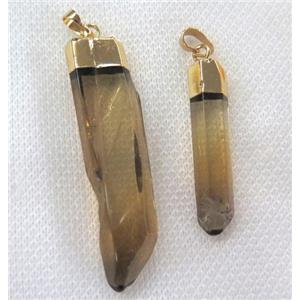 golden smoky quartz pendant, stick, approx 20-50mm [GMPDA1903]