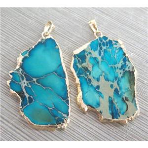 Sea Sediment Jasper pendant, freeform, aqua, approx 20-60mm [GMPDA1911]