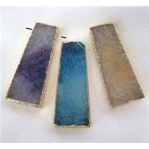 agate pendant, trapeziform, mixed color, approx 15-55mm [GMPDA1925]