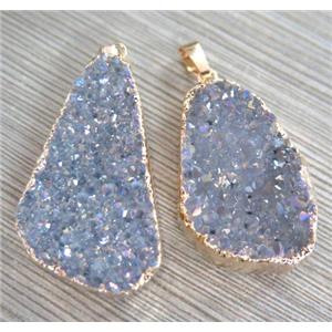 druzy agate pendant, AB color, freeform, approx 15-40mm [GMPDA1927]
