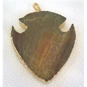 agate pendant, arrowhead, yellow, approx 45-60mm [GMPDA1935]