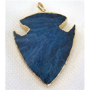 agate pendant, arrowhead, blue, approx 45-60mm [GMPDA1940]