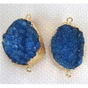 blue druzy quartz connector, freeform, approx 20-30mm [GMPDA1944]