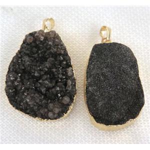 black druzy quartz pendant, freeform, approx 20-30mm [GMPDA1946]