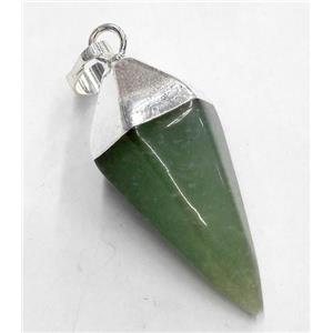 green aventurine pendant, bullet, silver plated, approx 15-38mm [GMPDA1947]
