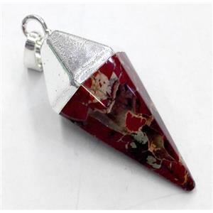 red jasper pendant, bullet, silver plated, approx 15-38mm [GMPDA1948]