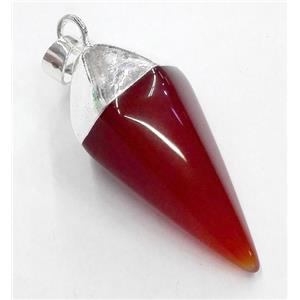 red agate pendant, bullet, silver plated, approx 15-38mm [GMPDA1950]