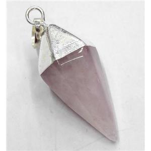 rose quartz pendant, bullet, silver plated, approx 15-38mm [GMPDA1952]