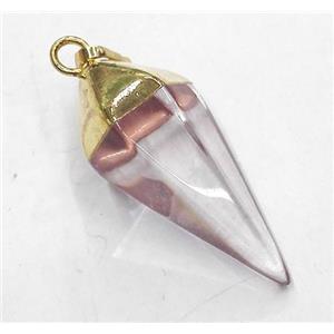 Crystal Quartz pendant, bullet, gold plated, approx 15-38mm [GMPDA1961]