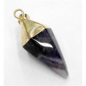 amethyst pendant, bullet, gold plated, approx 15-38mm [GMPDA1963]