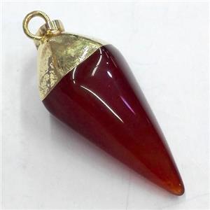 red agate pendant, bullet, gold plated, approx 15-38mm [GMPDA1964]