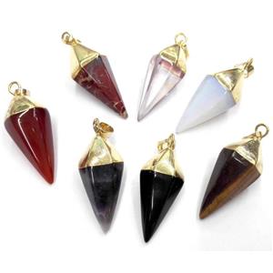 mixed gemstone pendant, bullet, gold plated, approx 15-38mm [GMPDA1965]