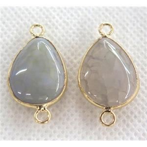 agate connector, teardrop, gray, approx 15-20mm [GMPDA1967]