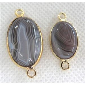 botswana agate connector, oval, flat back, approx 10-15mm [GMPDA1971-10X15MM]