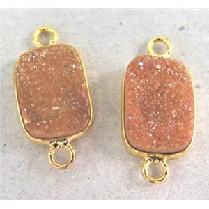 pink druzy quartz connector, rectangle, approx 10x14mm [GMPDA1985]