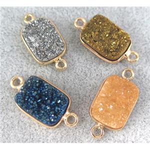druzy quartz connector, rectangle, mixed color, approx 10x14mm [GMPDA1988]