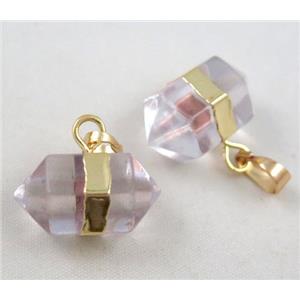 clear quartz pendant, synthetic with crystal, bullet, approx 12x20mm [GMPDA1998]