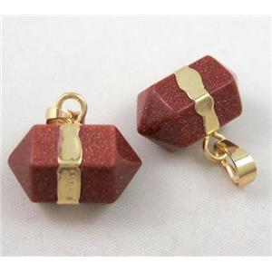 Gold sandstone pendant, bullet, approx 12x20mm [GMPDA2000]