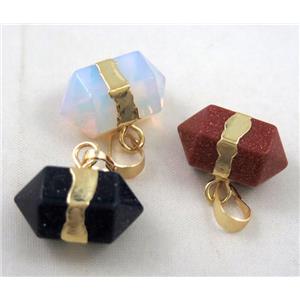 mixed gemstone bullet pendant, approx 12x20mm [GMPDA2002]