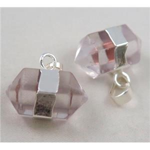clear quartz pendant, synthetic with crystal, bullet, approx 12x20mm [GMPDA2005]