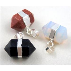 mixed gemstone bullet pendant, approx 12x20mm [GMPDA2007]