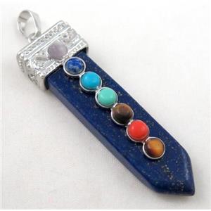 Lapis Lazuli Chakra pendant, paved gems, approx 16x55mm [GMPDA2016]