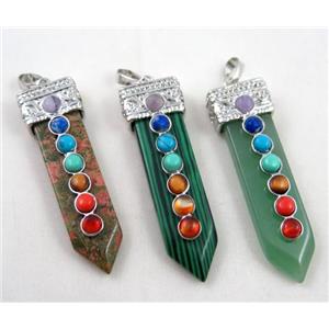 Mixed Gemstone Chakra pendant, approx 16x55mm [GMPDA2018]