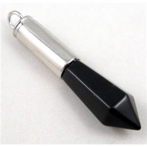 black onyx bullet pendant, approx 14x55mm [GMPDA2031]