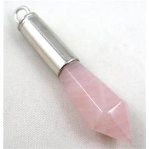 Rose Quartz bullet pendant, approx 14x55mm [GMPDA2033]