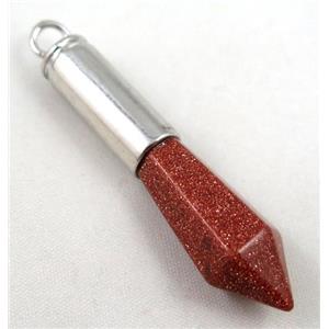 Gold sandStone bullet pendant, approx 14x55mm [GMPDA2034]