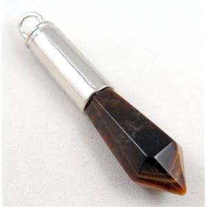 Tiger eye stone bullet pendant, approx 14x55mm [GMPDA2035]