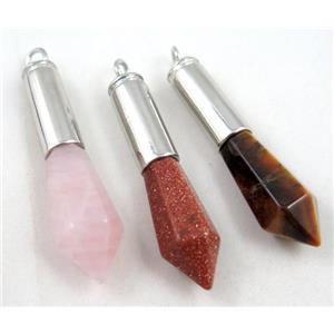 mixed gemstone bullet pendant, approx 14x55mm [GMPDA2037]