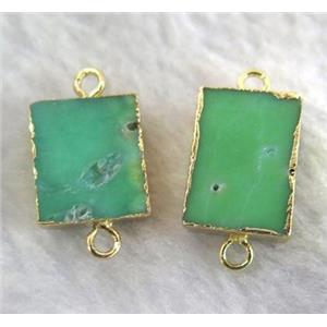 natural green Australian Chrysoprase connector, rectangle, gold plated, approx 10-20mm [GMPDA2043]