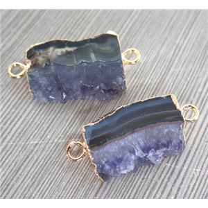 druzy amethyst slab pendant with 2-loops, ametist freeform, gold plated, approx 10-35mm [GMPDA2047]