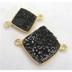black druzy quartz connector, square, approx 12x12mm [GMPDA2050-12MM]