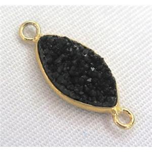 black druzy quartz connector, oval, approx 10-17mm [GMPDA2053]