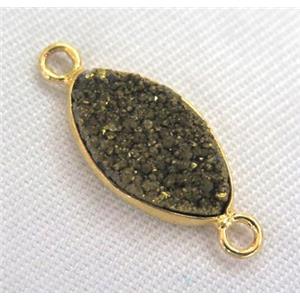 druzy quartz connector, oval, gold electroplated, approx 10-17mm [GMPDA2055]