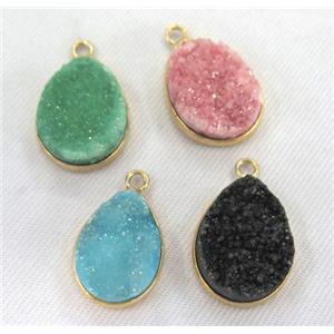 mixed druzy quartz pendant, teardrop, approx 15-20mm [GMPDA2058]